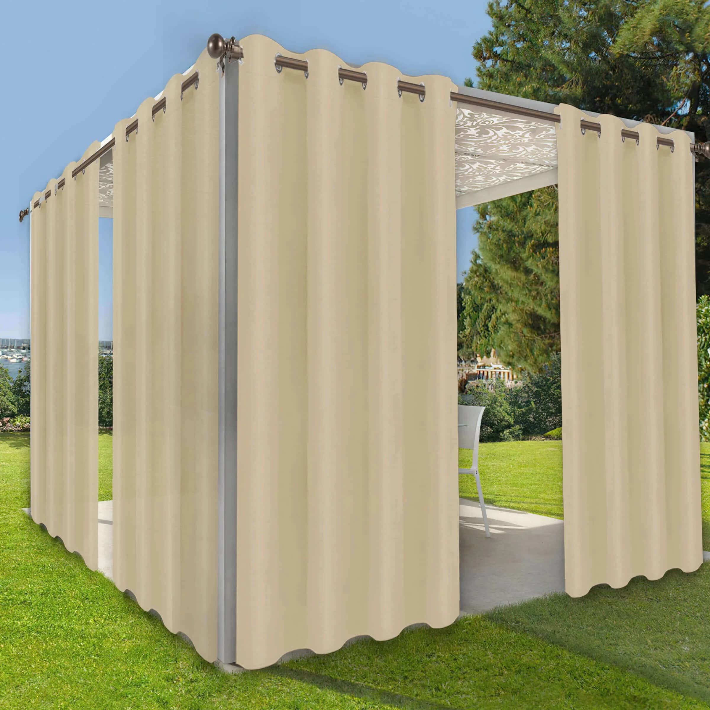 OutdoorLines Waterproof Indoor Outdoor Curtains for Patio | UV & Fade Resistant Polyester, 52W x 108L Inch