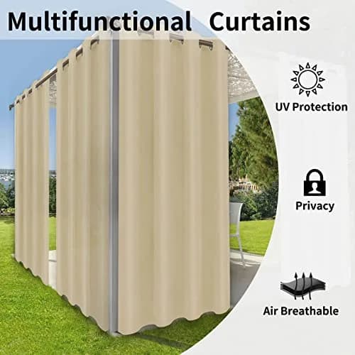 OutdoorLines Waterproof Indoor Outdoor Curtains for Patio | UV & Fade Resistant Polyester, 52W x 108L Inch thumbnail 4