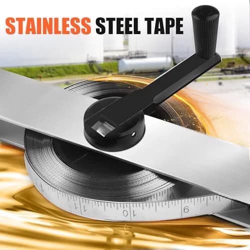 Cekegon Oil Gauging Tape, 98 ft Oil Tank Gauging Tape with Brass Plumb Bob | Rust-Resistant Stainless Steel, Dual-Scale Design thumbnail 3