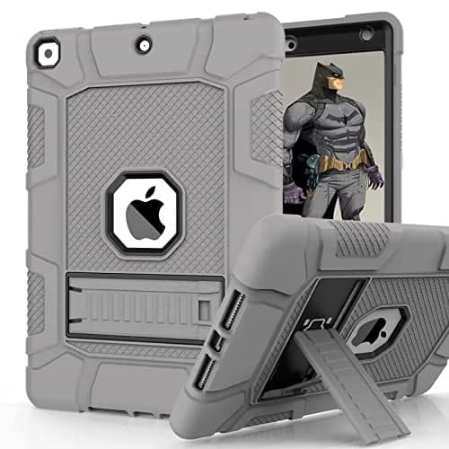 rantice iPad Case, Hybrid Shockproof Rugged Drop Protection Cover with Kickstand for 10.2'' iPad (2021/2020/2019) (Gray+Black) | Drop & Bump Safe thumbnail 1