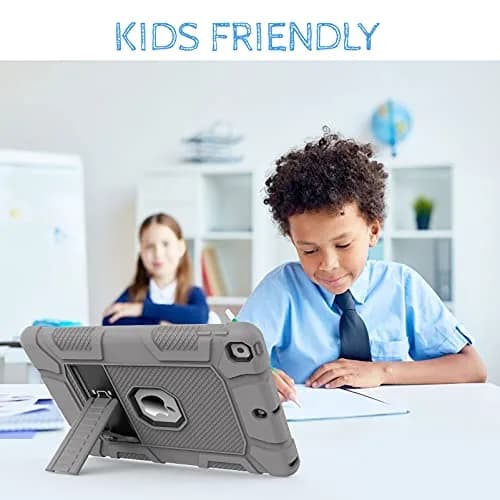 rantice iPad Case, Hybrid Shockproof Rugged Drop Protection Cover with Kickstand for 10.2'' iPad (2021/2020/2019) (Gray+Black) | Drop & Bump Safe thumbnail 6