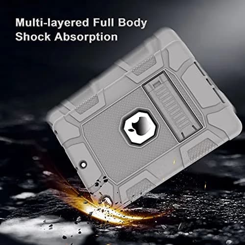 rantice iPad Case, Hybrid Shockproof Rugged Drop Protection Cover with Kickstand for 10.2'' iPad (2021/2020/2019) (Gray+Black) | Drop & Bump Safe thumbnail 4