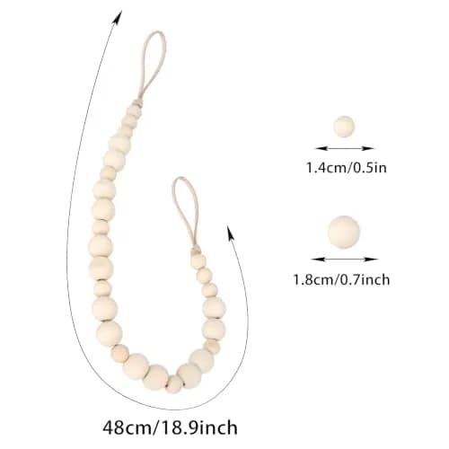 OCIOLI Wood Bead Curtain Tiebacks with Hooks, 18.9" Boho Curtain Holdbacks (2-Pack, Wood Color) thumbnail 6
