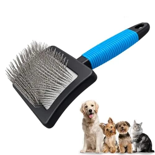 DSKRUI Long Haired Dog Brush with 1-Inch Stainless Steel Pins | Gentle Detangling & Shedding Control thumbnail 1