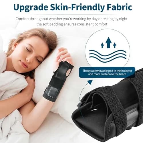 PKSTONE Carpal Tunnel Wrist Brace S/M (Black) | Adjustable Support for Left & Right Hand thumbnail 6