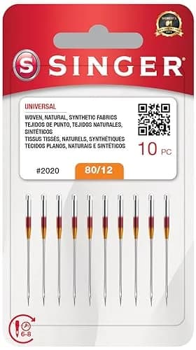 SINGER Universal 2020 Sewing Machine Needles, Size 80/12 (10-Pack, Ball Point) thumbnail 1