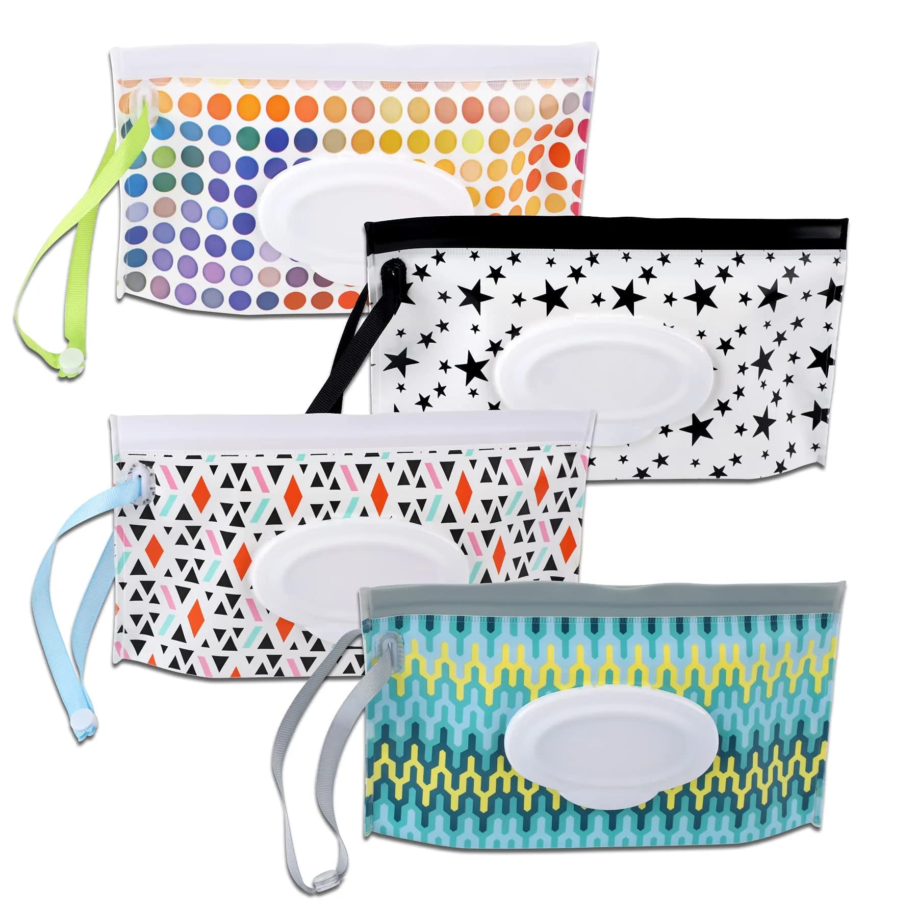 FEBSNOW 4 Pack Baby Wipe Dispenser - Portable Refillable Wet Wipe Holder with Wrist Loop - main product image