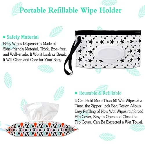 FEBSNOW 4 Pack Baby Wipe Dispenser, Portable Wet Wipe Holder Container | Reusable & Refillable for On-the-Go thumbnail 5