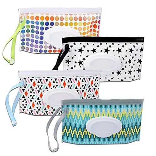 FEBSNOW 4 Pack Baby Wipe Dispenser, Portable Wet Wipe Holder Container | Reusable & Refillable for On-the-Go thumbnail 1