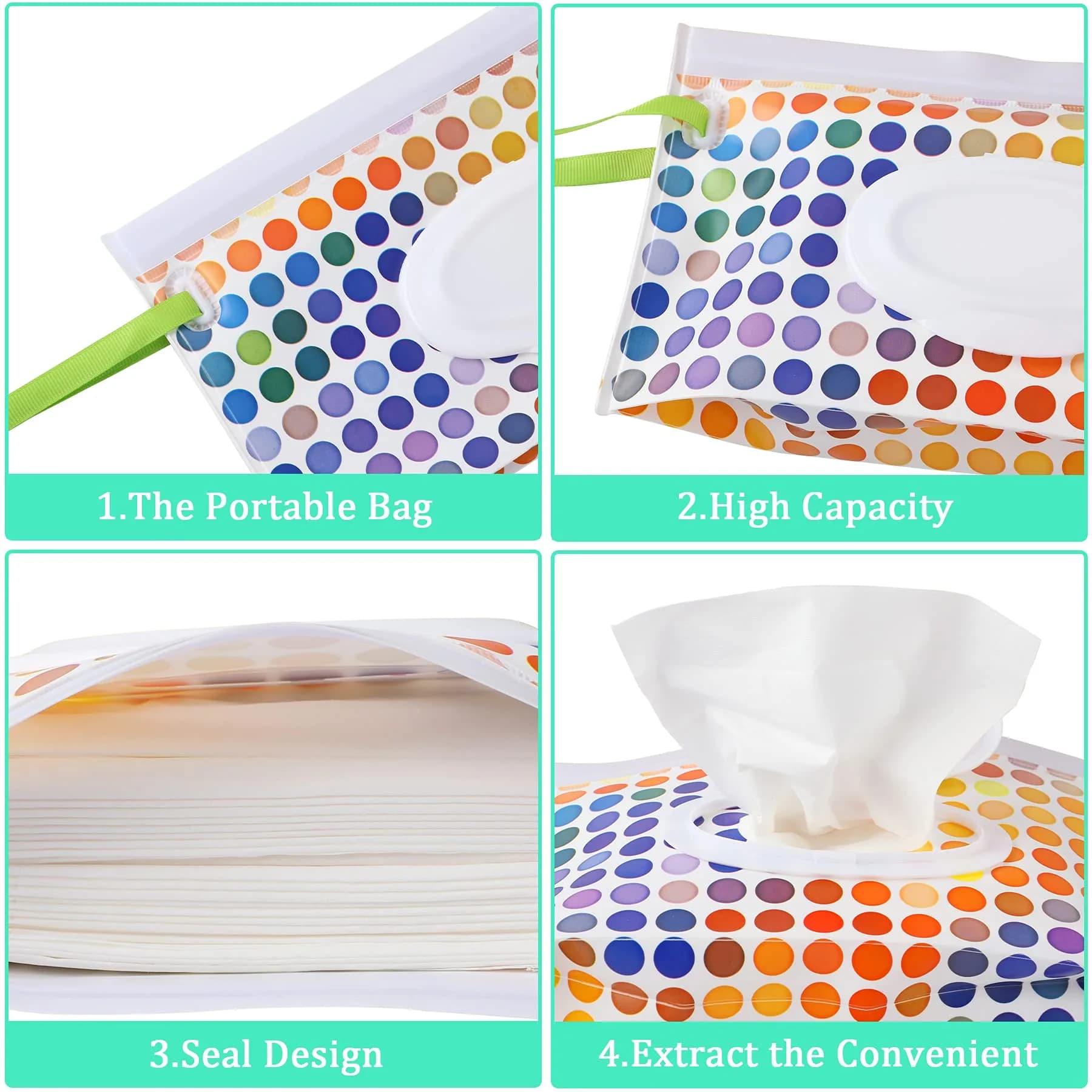 FEBSNOW 4 Pack Baby Wipe Dispenser, Portable Wet Wipe Holder Container | Reusable & Refillable for On-the-Go - view 3