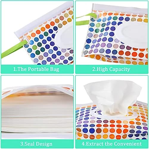 FEBSNOW 4 Pack Baby Wipe Dispenser, Portable Wet Wipe Holder Container | Reusable & Refillable for On-the-Go thumbnail 3