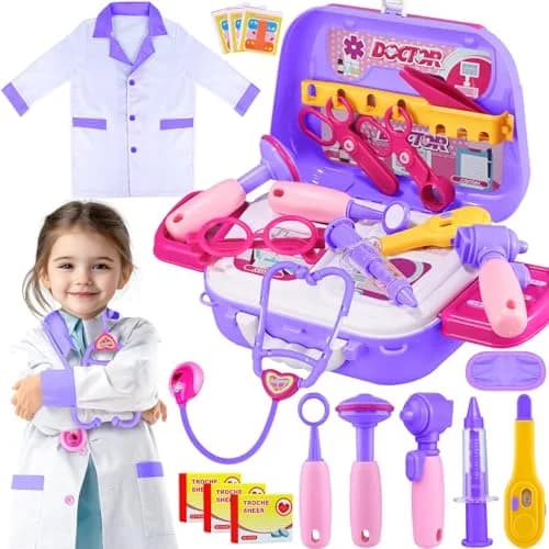 GINMIC Doctor Kit for Kids 3-7 | 22 Pieces Pretend Play Medical Set with Costume & Heartbeat Sound thumbnail 1