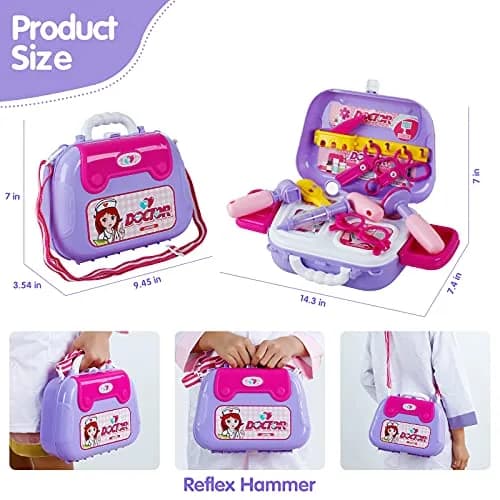 GINMIC Doctor Kit for Kids 3-7 | 22 Pieces Pretend Play Medical Set with Costume & Heartbeat Sound thumbnail 5