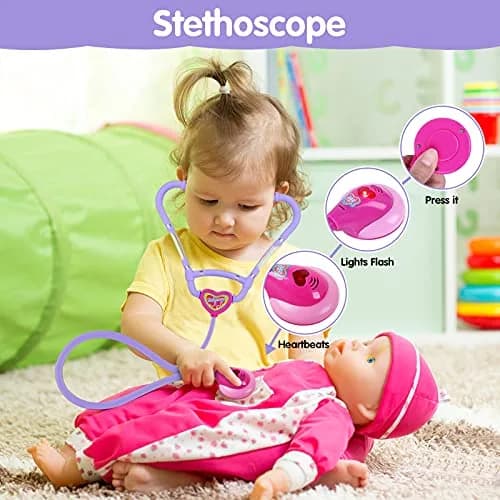 GINMIC Doctor Kit for Kids 3-7 | 22 Pieces Pretend Play Medical Set with Costume & Heartbeat Sound thumbnail 6