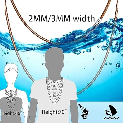IOYYIO Waterproof Leather Necklace 16-42" | Minimalist, Durable, Waterproof thumbnail 3