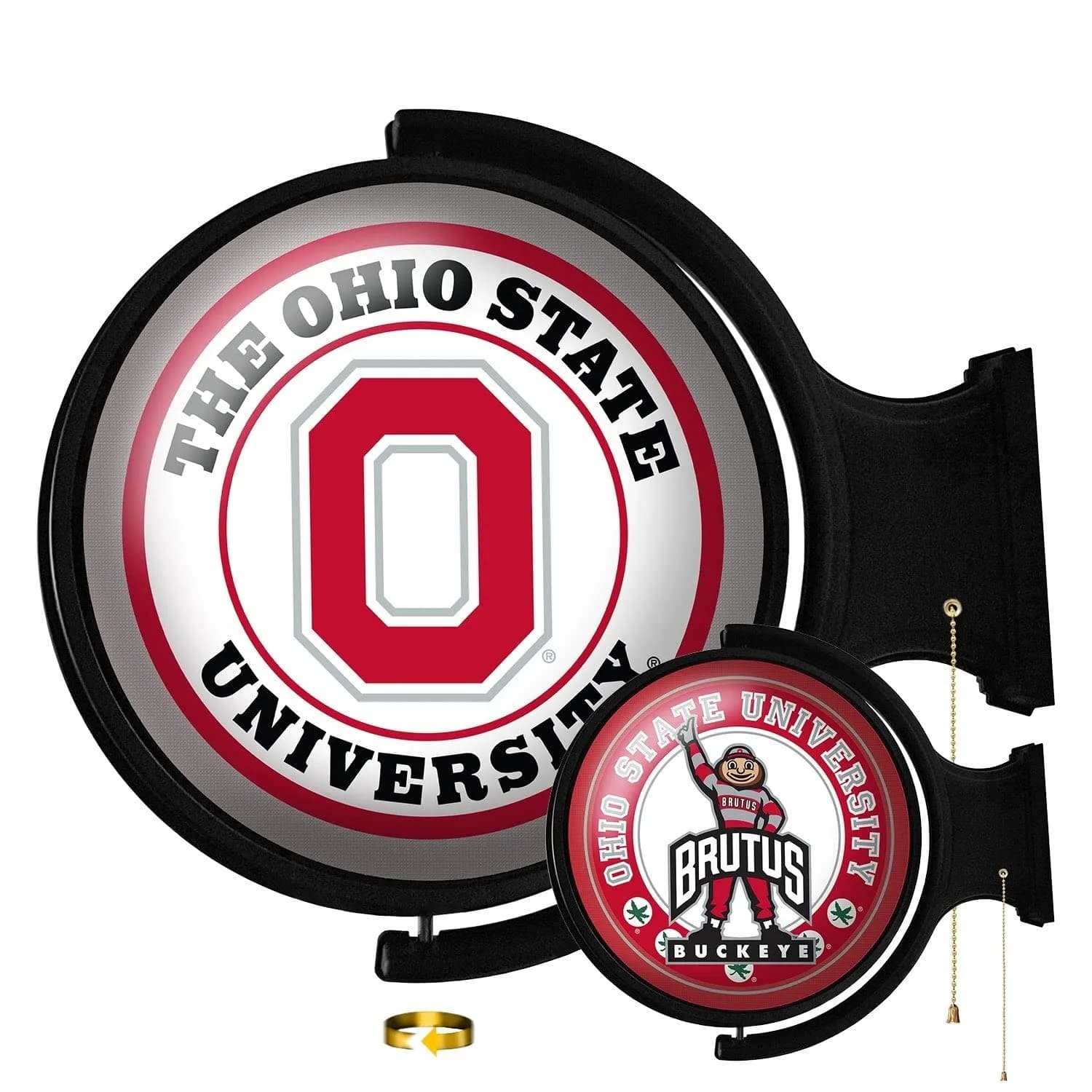 The Fan-Brand Ohio State Buckeyes Round Rotating Lighted Wall Sign 21"L x 23"W x 5"H | College Sports Decor for Fan Cave & Garage — Ohio State Buckeyes