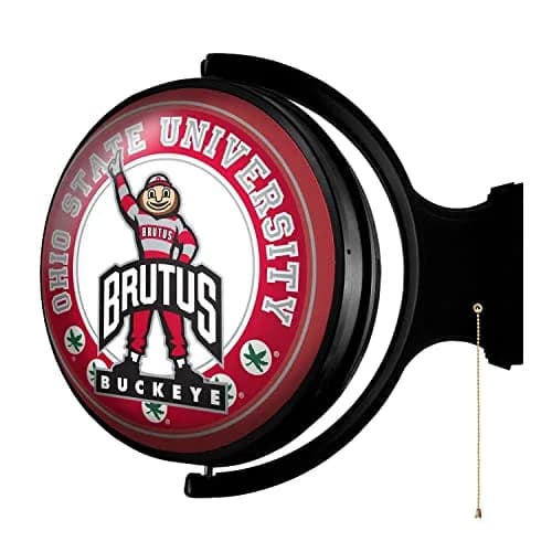The Fan-Brand Ohio State Buckeyes Round Rotating Lighted Wall Sign 21"L x 23"W x 5"H | College Sports Decor for Fan Cave & Garage thumbnail 4
