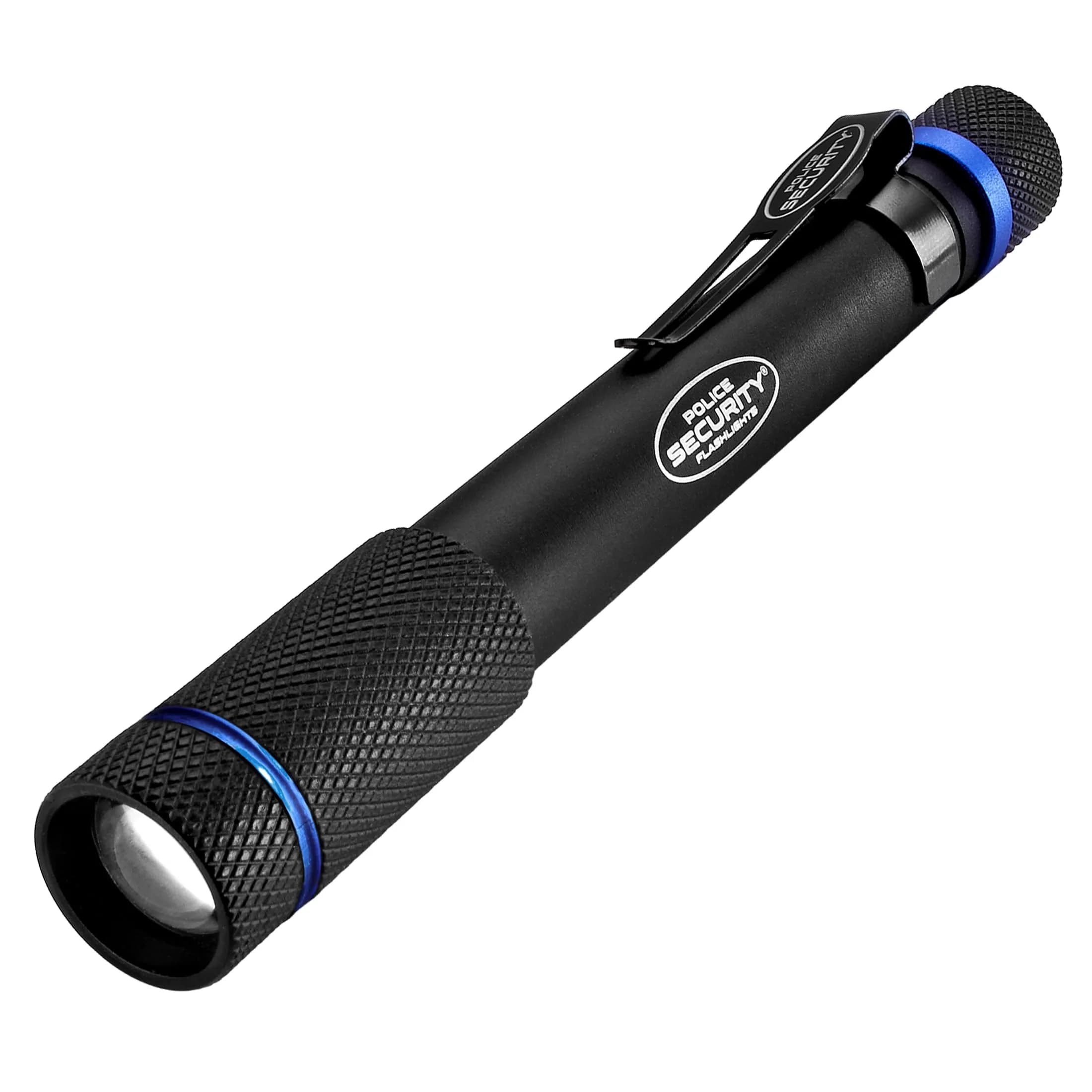 Police Security Aura Black LED Penlight - 270 Lumens | Compact, Water-Resistant & Adjustable Focus
