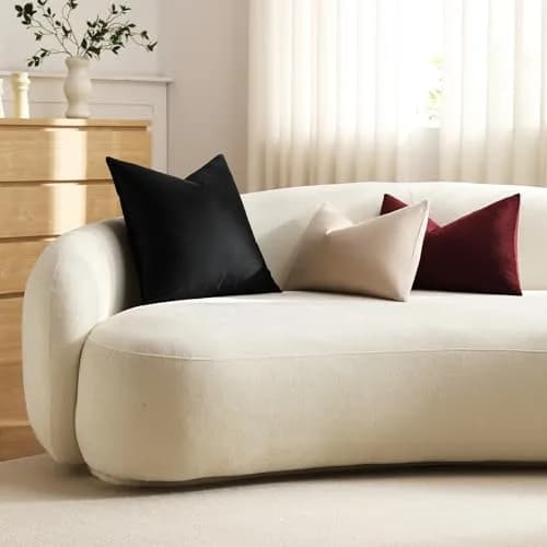 DEZENE Euro Sham Covers 26x26 in Black | Luxurious Velvet Square Pillow Cases (26x26 inches) thumbnail 6