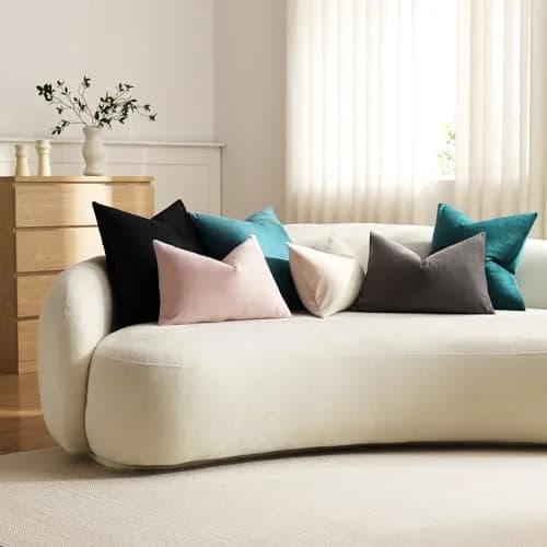 DEZENE Euro Sham Covers 26x26 in Black | Luxurious Velvet Square Pillow Cases (26x26 inches) thumbnail 7