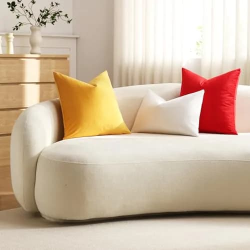 DEZENE Euro Sham Covers 26x26 Christmas Red | Luxurious Velvet Square Pillow Cases thumbnail 6