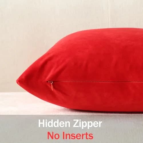 DEZENE Euro Sham Covers 26x26 Christmas Red | Luxurious Velvet Square Pillow Cases thumbnail 3