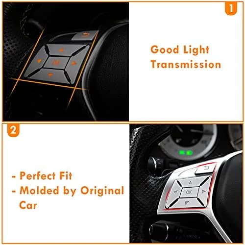 Moonlinks Chrome Square Steering Wheel Button Covers 12-Pack | Interior Trim for Mercedes A B C E G SL GL GLA CLA GLK SLK CLS Class thumbnail 4