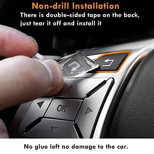Moonlinks Chrome Square Steering Wheel Button Covers 12-Pack | Interior Trim for Mercedes A B C E G SL GL GLA CLA GLK SLK CLS Class thumbnail 6