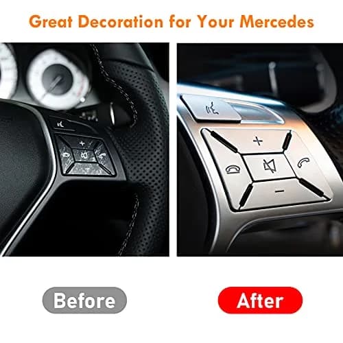 Moonlinks Chrome Square Steering Wheel Button Covers 12-Pack | Interior Trim for Mercedes A B C E G SL GL GLA CLA GLK SLK CLS Class thumbnail 3