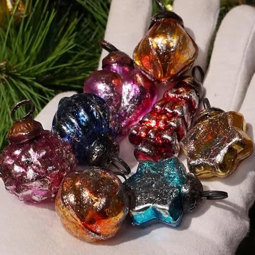 Indian Shelf Retro Distress Glass Christmas Tree Ornaments 25 Pieces (1.5 inches / 3.81 cm) thumbnail 7