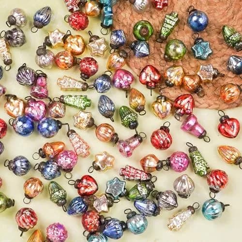 Indian Shelf Retro Distress Glass Christmas Tree Ornaments 25 Pieces (1.5 inches / 3.81 cm) thumbnail 9