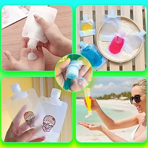 CKLJTL Portable Travel Fluid Makeup Packing Bag 10 Pcs (30ml, 50ml, 100ml) | Refillable Cosmetic Pouch Set thumbnail 5