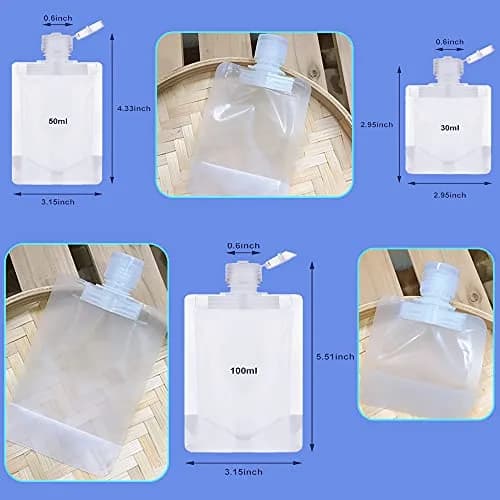 CKLJTL Portable Travel Fluid Makeup Packing Bag 10 Pcs (30ml, 50ml, 100ml) | Refillable Cosmetic Pouch Set thumbnail 2
