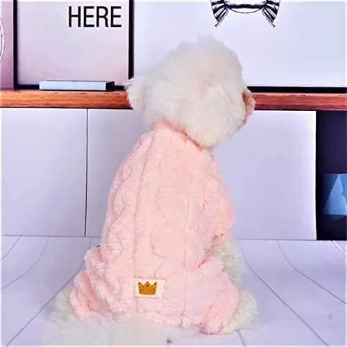Loyanyy Plush Dog Pajamas for Cold Weather | Soft & Warm Pet Jumpsuit in Pink, X-Large thumbnail 6