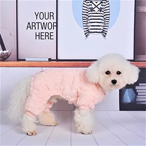 Loyanyy Plush Dog Pajamas for Cold Weather | Soft & Warm Pet Jumpsuit in Pink, X-Large thumbnail 3
