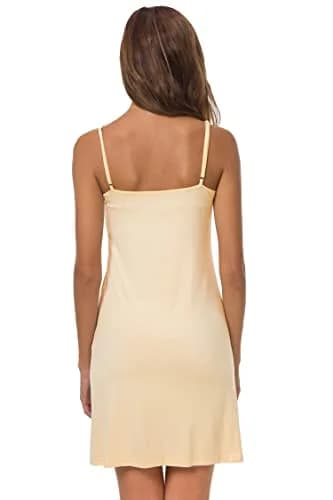 EaseWay Women's Basic Adjustable Spaghetti Strap Cami Under Mini Slip Dress | Breathable Rayon Blend, Versatile for Casual & Dressy Wear thumbnail 2