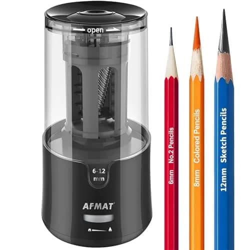 AFMAT PSA6 Electric Long Point Pencil Sharpener for Artist, Fast Sharpen & Auto Stop, 8-17mm Super Long Point, Professional Artist Plug-in for φ6-12mm Pencils thumbnail 1