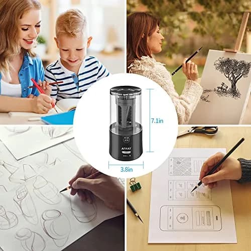 AFMAT PSA6 Electric Long Point Pencil Sharpener for Artist, Fast Sharpen & Auto Stop, 8-17mm Super Long Point, Professional Artist Plug-in for φ6-12mm Pencils thumbnail 7