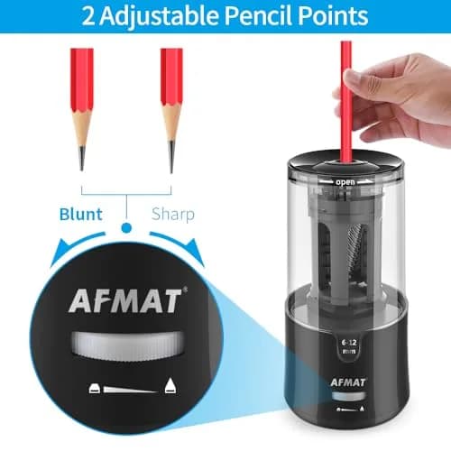 AFMAT PSA6 Electric Long Point Pencil Sharpener for Artist, Fast Sharpen & Auto Stop, 8-17mm Super Long Point, Professional Artist Plug-in for φ6-12mm Pencils thumbnail 3