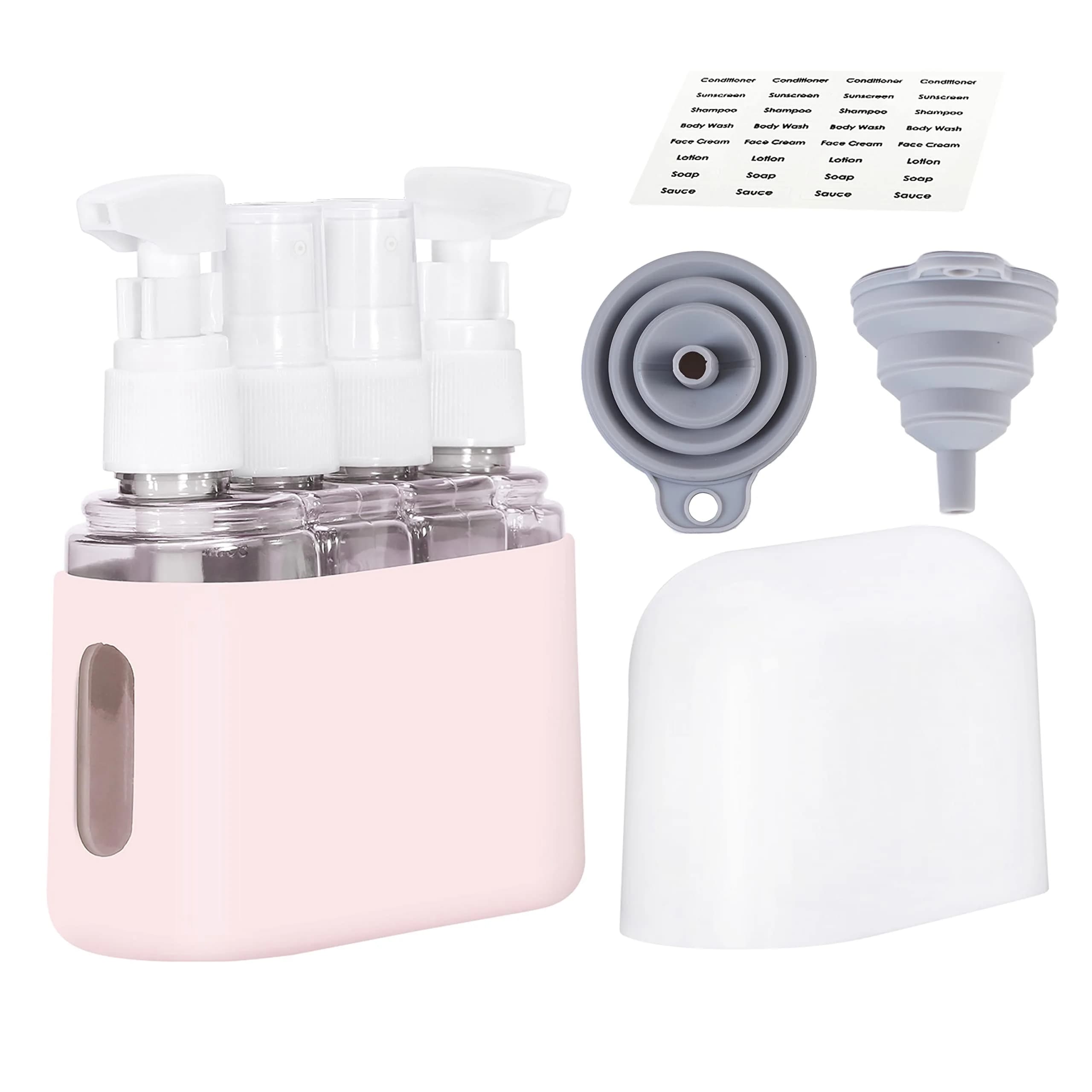 Bpluma Travel Bottles 1.7 oz (4 Pack) Leak Proof Silicone & PET Containers — Pink