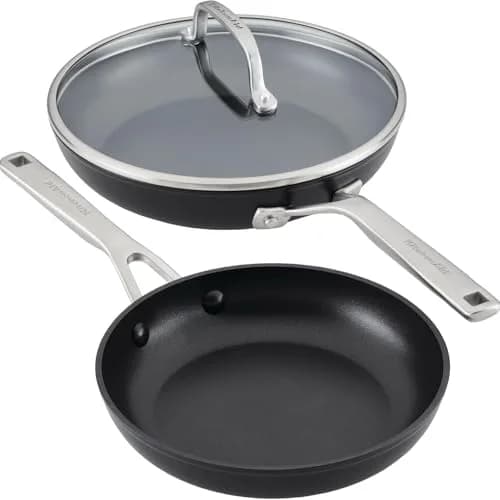KitchenAid Hard Anodized Induction Nonstick Frying Pan Set With Lid, 8 & 10 Inch Skillets, 2.27 kg (5 lb) | Durable, Even Heating, Dishwasher & Oven Safe thumbnail 8