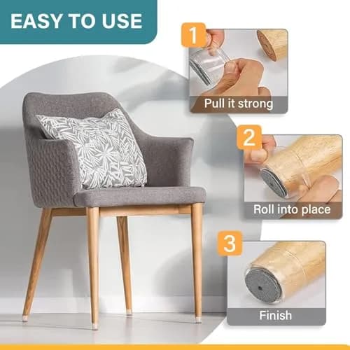 Ansible 24 Pcs Chair Leg Floor Protectors Round | Silicone Felt Furniture Pads for Hardwood Floors thumbnail 4