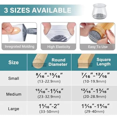Ansible 24 Pcs Chair Leg Floor Protectors Round | Silicone Felt Furniture Pads for Hardwood Floors thumbnail 5