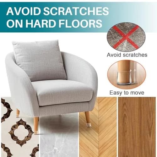 Ansible 24 Pcs Chair Leg Floor Protectors Round | Silicone Felt Furniture Pads for Hardwood Floors thumbnail 2