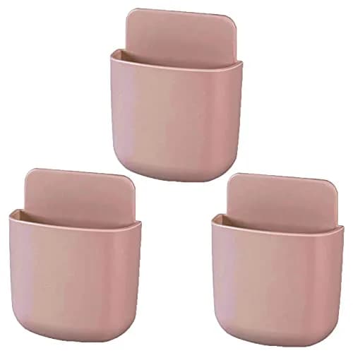 LVYOUIF Pink 3 Pack Remote Control Holder Wall Mount | Organizer for Phones, Pens, Office Supplies — Dark Pink