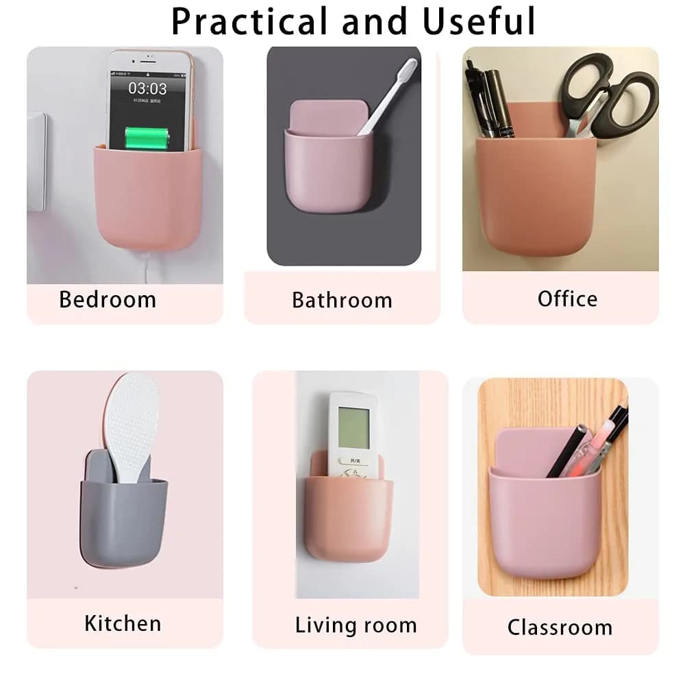 LVYOUIF Pink 3 Pack Remote Control Holder Wall Mount | Organizer for Phones, Pens, Office Supplies - view 5
