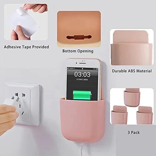 LVYOUIF Pink 3 Pack Remote Control Holder Wall Mount | Organizer for Phones, Pens, Office Supplies thumbnail 3