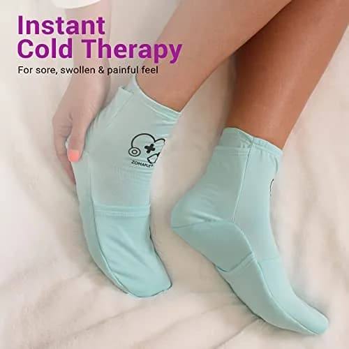 Zomaple Cold Therapy Socks 2 Gel Packs | Targeted Foot & Ankle Relief for Neuropathy & Hot Feet thumbnail 3