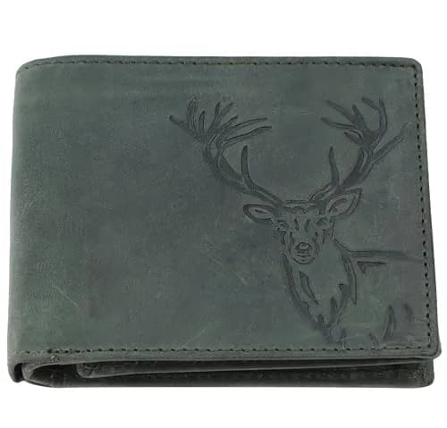LONDON ALLEY Vintage Green Bi-Fold Leather Wallet | RFID Blocking, Genuine Leather, 14 Pockets thumbnail 6