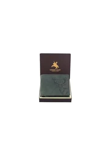 LONDON ALLEY Vintage Green Bi-Fold Leather Wallet | RFID Blocking, Genuine Leather, 14 Pockets thumbnail 1